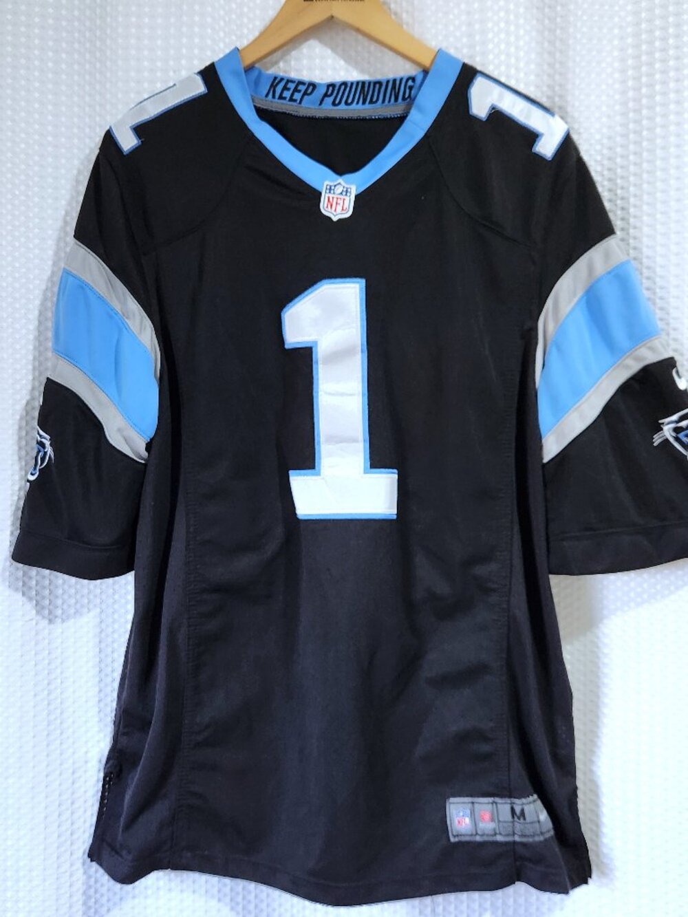 Nike Cam Newton Carolina Panthers Jersey Mens M Black On Field NFL Football Cook